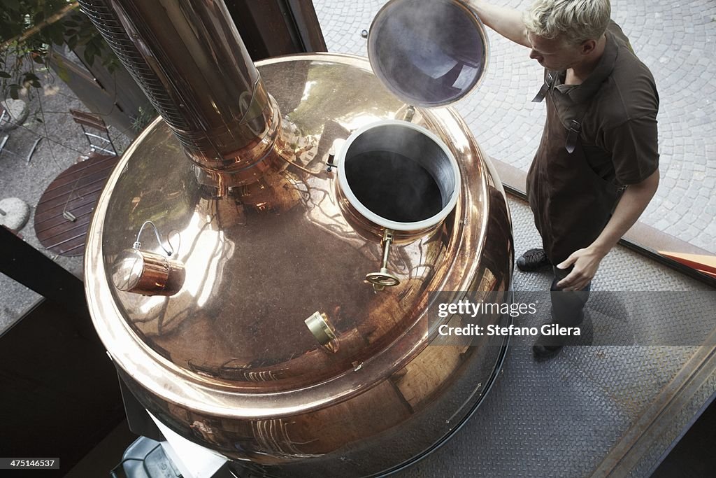 Man working at brewery