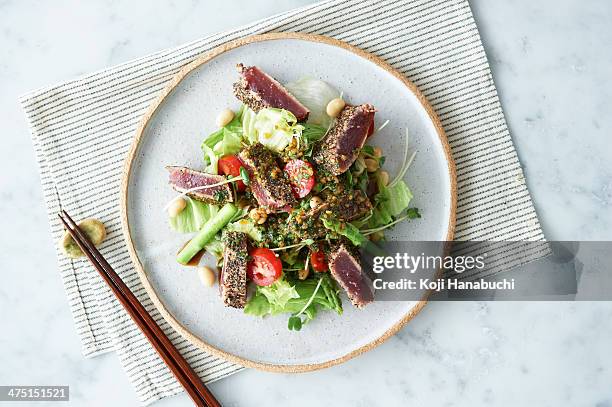 plate of japanese food - japanese food stock pictures, royalty-free photos & images