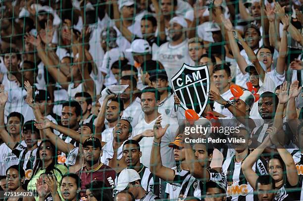 Fans of Atletico during the match between Atletico MG v Santa Fe for the Copa Briedgestone Libertadores 2014 at Independencia stadium on February 26,...