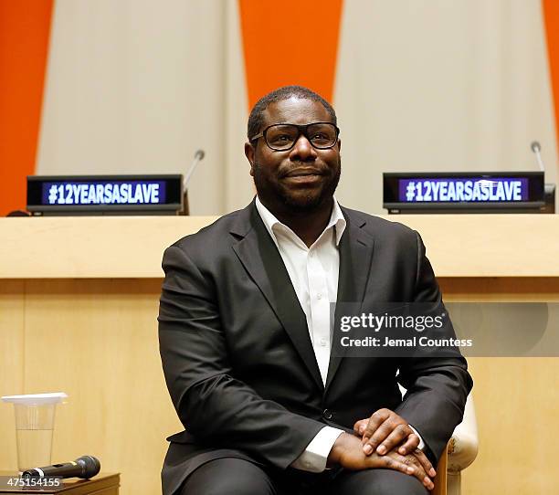 Director Steve McQueen at a Q&A following a special screening of "12 Years A Slave" at the ECOSOC Chamber at the United Nations on February 26, 2014...