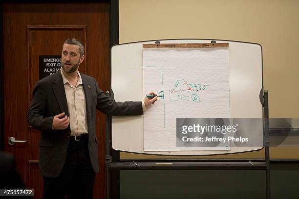 Dustin Diamond testifies in the courtroom during his trial in the Ozaukee County Courthouse May 29, 2015 in Port Washington, Wisconsin. Diamond, best...