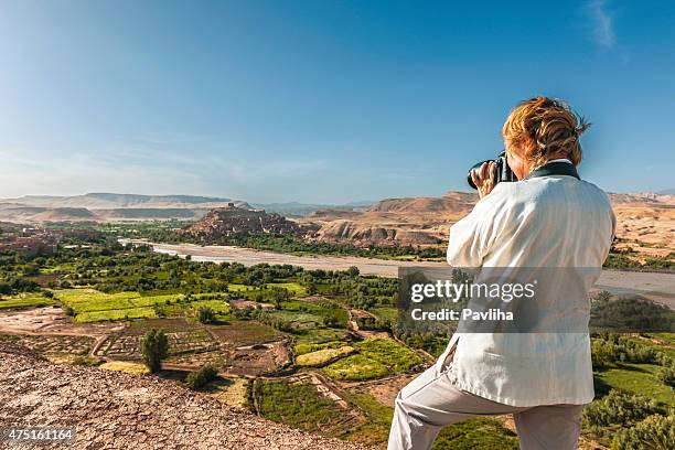 the traveler photographing afternoon aït ben haddou,  morocco, north africa - casbah stock pictures, royalty-free photos & images