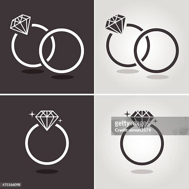 diamantring-symbol - wedding rings stock-grafiken, -clipart, -cartoons und -symbole