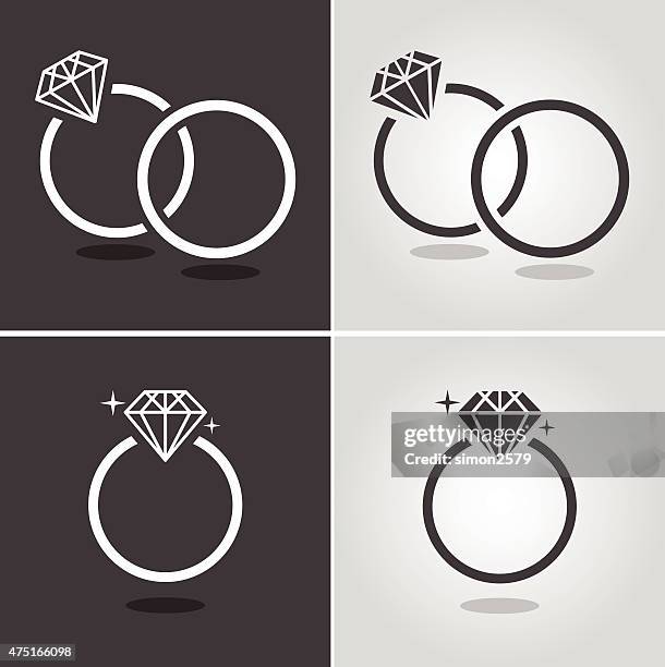 diamond ring symbol - wedding rings stock illustrations