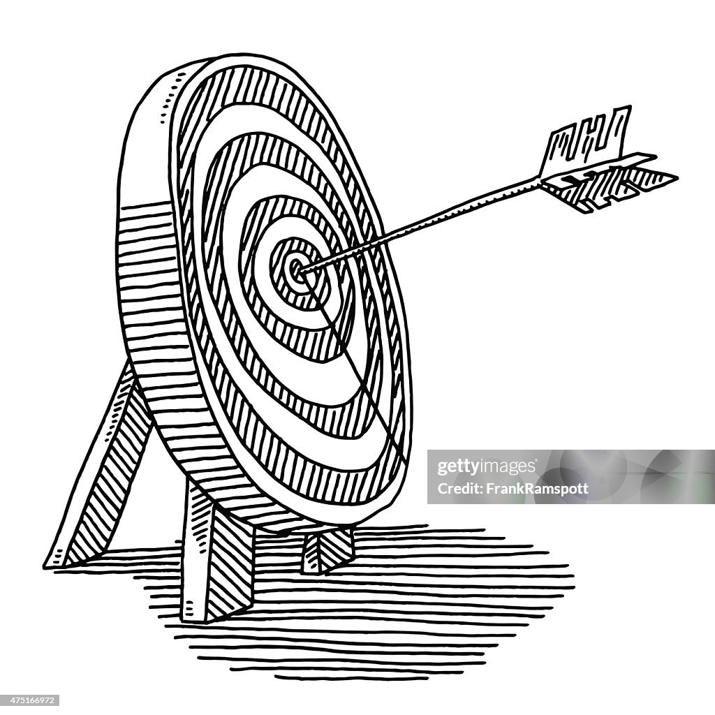 Target Draw Perfect Arrow In The Center Of The Target Drawing High-Res Vector ...
