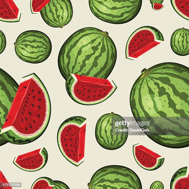 nahtlose muster-wassermelonen obst - wassermelone stock-grafiken, -clipart, -cartoons und -symbole