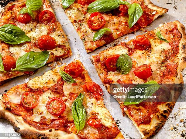 oven pizza oven, margherita pizza - flatbread pizza stock pictures, royalty-free photos & images