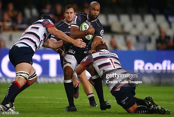 Pietersen of the Cell C Sharks during the Super Rugby match between Cell C Sharks and Melbourne Rebels at Growthpoint Kings Park on May 29, 2015 in...