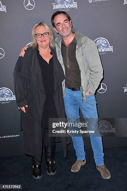 Valerie Damidot and Bruno Solo attend the 'Jurassic World' Photocall at UGC Normandie on May 29, 2015 in Paris, France.