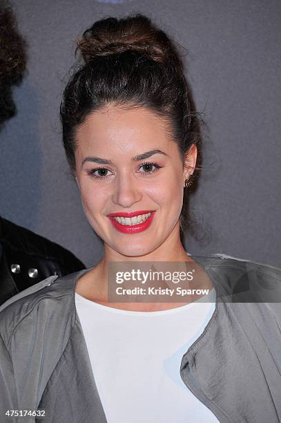 Alice David attends the 'Jurassic World' Photocall at UGC Normandie on May 29, 2015 in Paris, France.