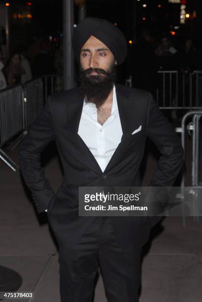 Actor Waris Ahluwalia attends the "The Grand Budapest Hotel" New York Premiere at Alice Tully Hall on February 26, 2014 in New York City.