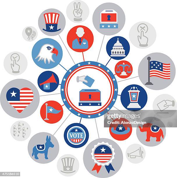 stockillustraties, clipart, cartoons en iconen met usa politics montage - presidentieel debat