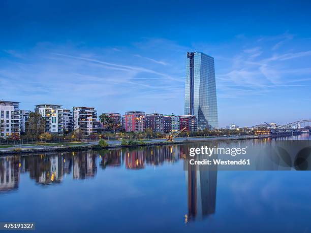 germany, hesse, frankfurt, new european central bank building - europese centrale bank stockfoto's en -beelden