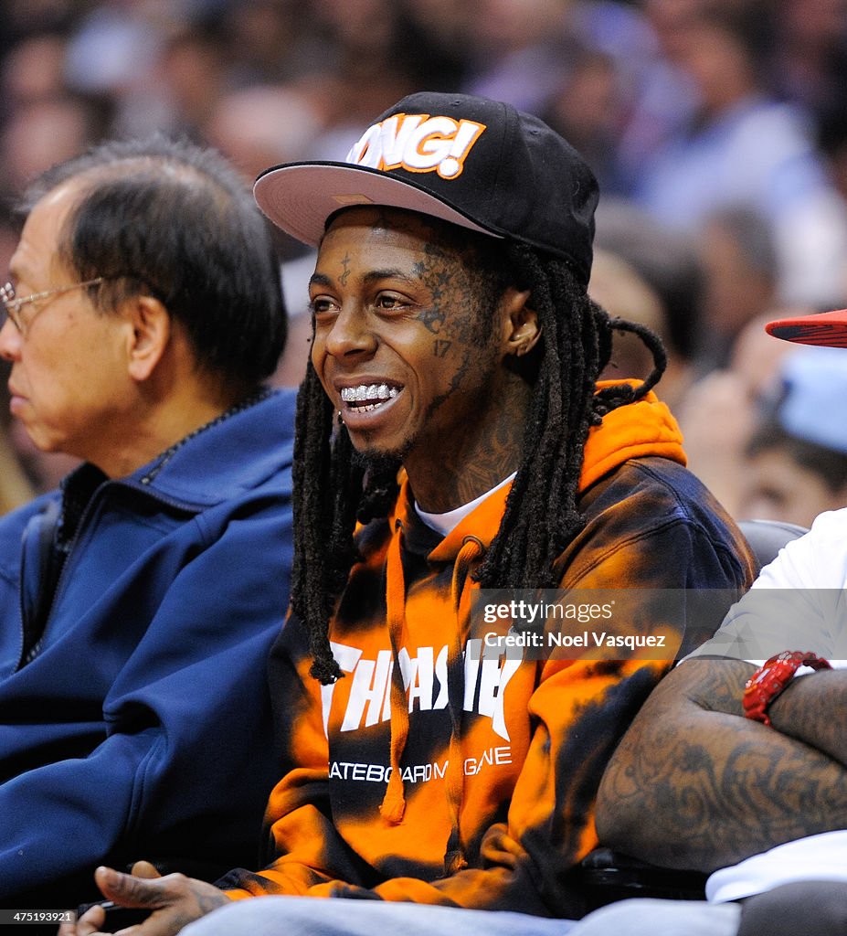 Celebrities At The Los Angeles Clippers Game