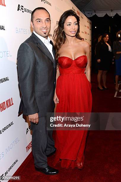 Cristiano De Masi and Sofia Valleri attend A&E's 'Bates Motel' and 'Those Who Kill' Premiere Party at Warwick on February 26, 2014 in Hollywood,...