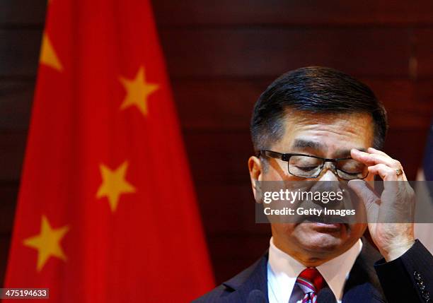 Ambassador to China Gary Locke speaks during a farewell press conference at the U.S. Embassy on February 27, 2014 in Beijing, China. Gary Locke will...
