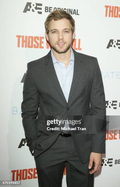 Max Thieriot arrives at the premiere party for A&E's season 2 of "Bates Motel" and series premiere of "Those Who Kill" held at Warwick on February...