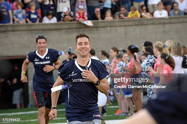 Christian Venda Velde and George Hincapie attend the Best Buddies Challenge Kick Off on May 29, 2015 in Boston, Massachusetts.