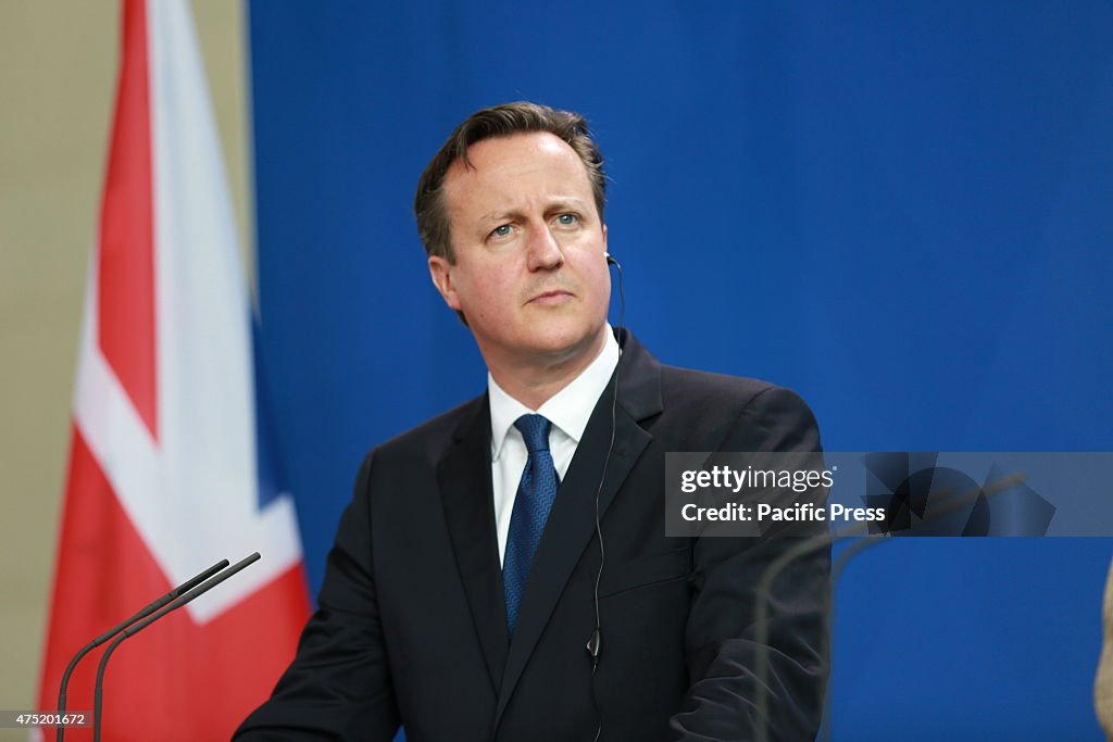 British Prime Minister David Cameron at the press conference...