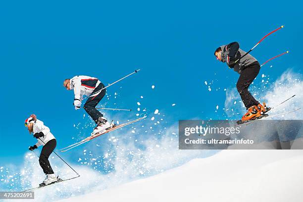 skiing - winter sport - mogul skiing stockfoto's en -beelden