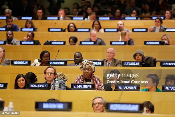 Queen Mother Dr. Delois Blakely speaks at a Q&A following a special screening of "12 Years A Slave" at the ECOSOC Chamber at the United Nations on...