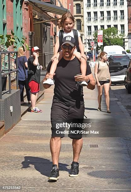 David Blaine and his daughter Dessa Blaine are seen on May 29, 2015 in New York City.