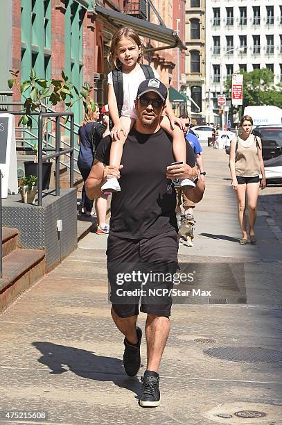 David Blaine and his daughter Dessa Blaine are seen on May 29, 2015 in New York City.