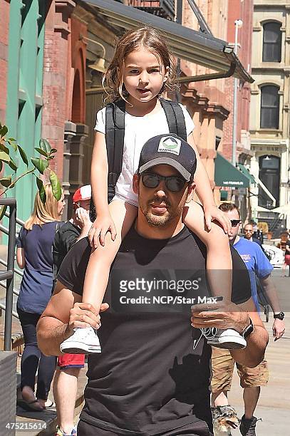 David Blaine and his daughter Dessa Blaine are seen on May 29, 2015 in New York City.