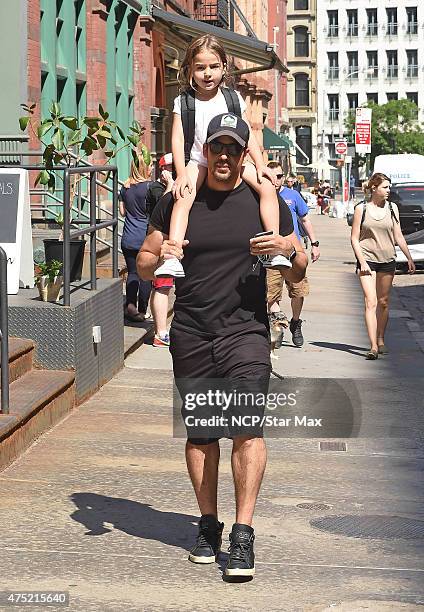 David Blaine and his daughter Dessa Blaine are seen on May 29, 2015 in New York City.