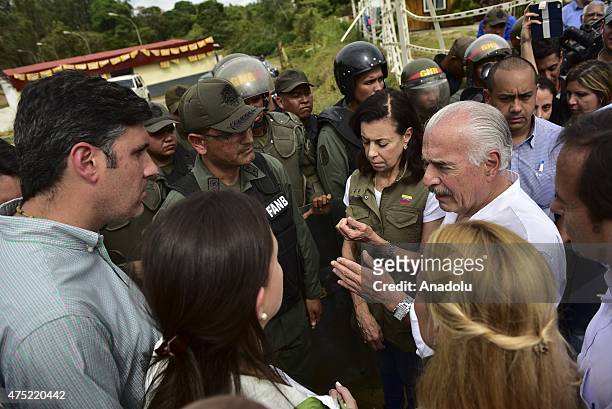 Former President of Colombia Andres Pastrana attempts to visit the jailed opposition leader , in Los Teques, on the outskirts of Caracas, Venezuela,...