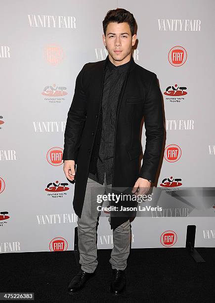 Nick Jonas attends the Vanity Fair Campaign Young Hollywood party at No Vacancy on February 25, 2014 in Los Angeles, California.