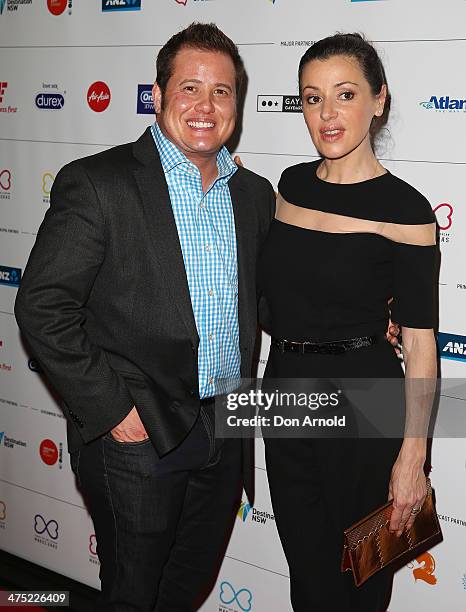 Chas Bono and Tina Arena arrive at the 2014 Sydney Gay & Lesbian Mardi Gras VIP Party on February 27, 2014 in Sydney, Australia.