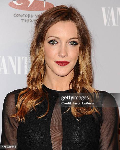 Actress Katie Cassidy attends the Vanity Fair Campaign Young Hollywood party at No Vacancy on February 25, 2014 in Los Angeles, California.