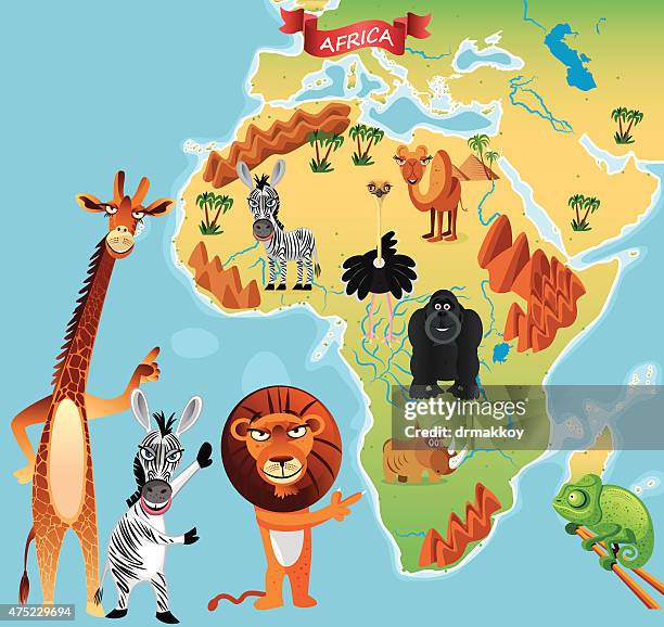 cartoon map of africa - river nile stock illustrations