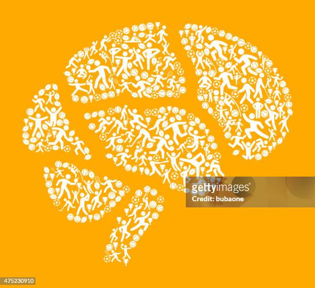 human brain fitness sports and exercise pattern vector background - long jump stock illustrations