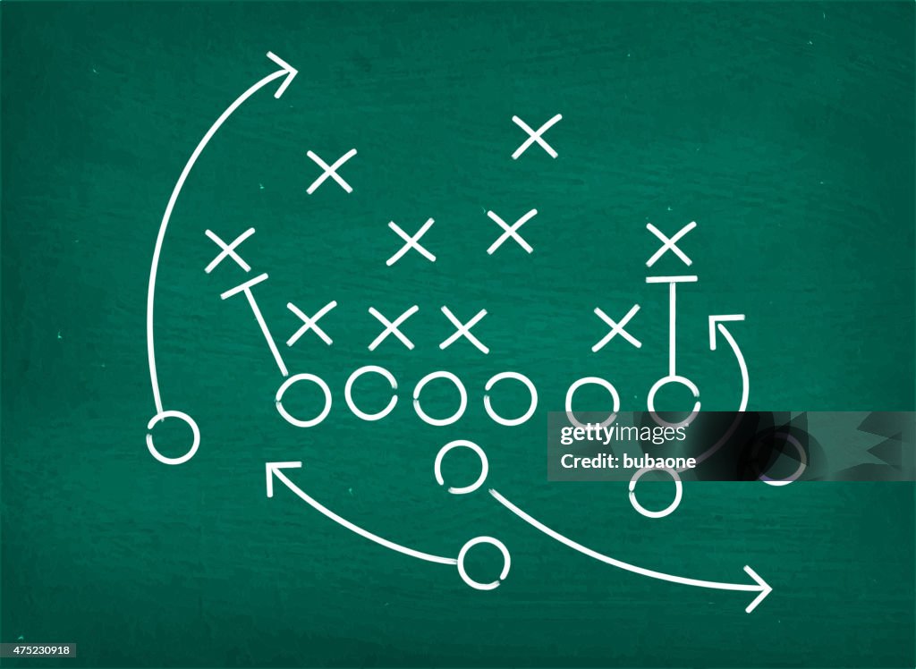 American football touchdown Strategie Zeichnung auf Tafel