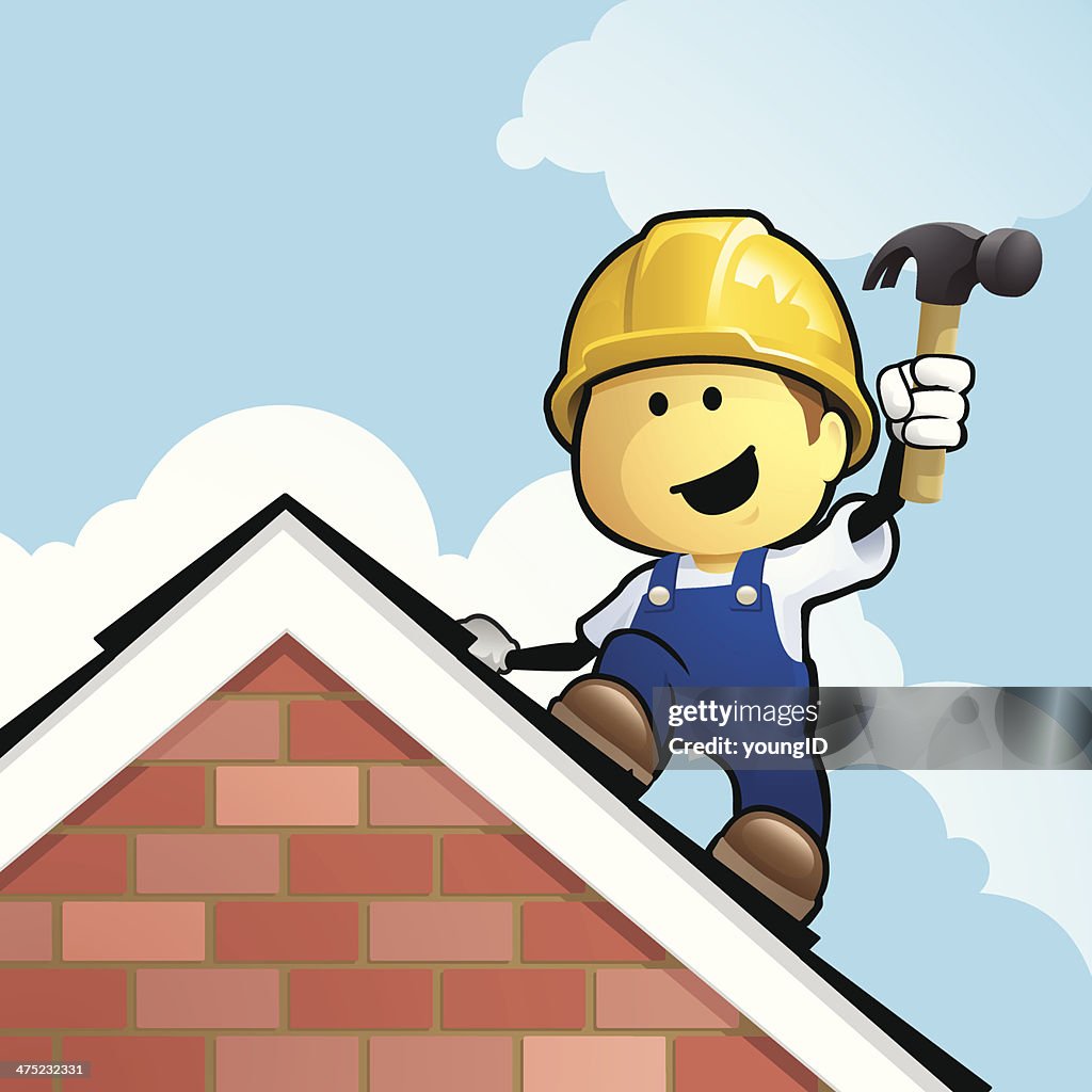 Cartoon Roofer High-Res Vector Graphic - Getty Images
