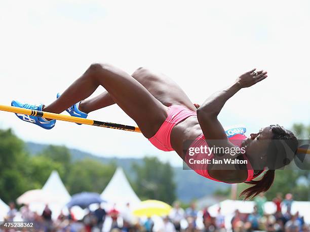 Antoinette Nana Djimou of France competes in the Women's High jump in the women's heptathlon during the Hypomeeting Gotzis 2015 at the Mosle Stadiom...