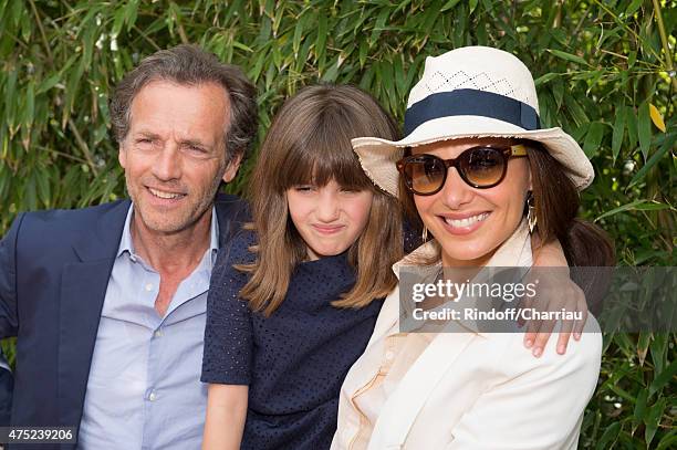 Stephane Freiss, his wife Ursula and his daughter Bianca attends the French Open 2015 at Roland Garros on May 30, 2015 in Paris, France.