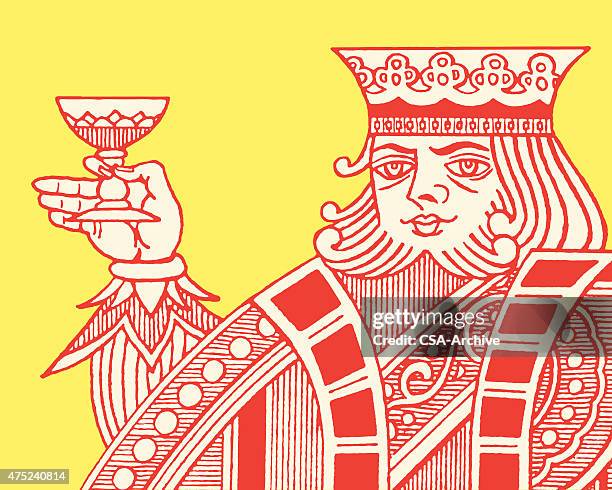 bildbanksillustrationer, clip art samt tecknat material och ikoner med king holding drink - king card