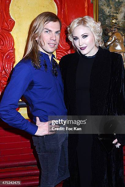 Designer Christophe Guillarme and Hayley Hasselhoff attend the Christophe Guillarme show as part of the Paris Fashion Week Womenswear Fall/Winter...