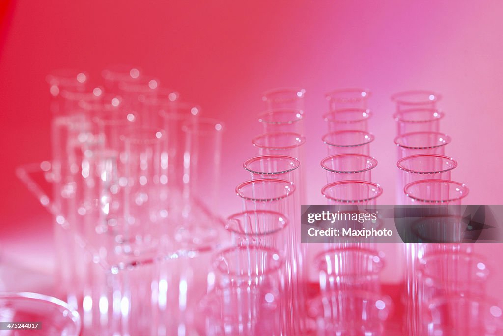Pink Research Lab Science Research Laboratory Red Pink Background With Test Tubes High ...