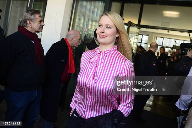 Anna-Lena Wulff, the daughter of former German President Christian Wulff, leaves the Landgericht Hannover courthouse after the last day of trial to...