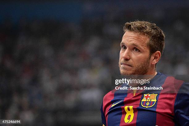 Victor Tomas Gonzalez of Barcelona looks on during the "VELUX EHF FINAL4" semi final match FC Barcelona and KS Vive Tauron Kielce at Lanxess Arena on...