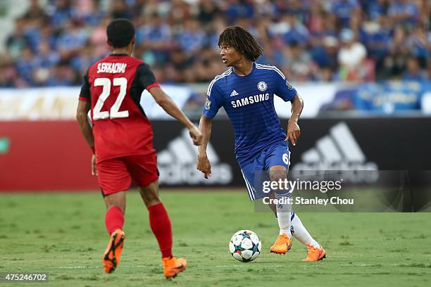 Nathan Ake of Chelsea battles with Ekkachai of Thailand All-Stars during the international friendly match between Thailand All-Stars and Chelsea FC...