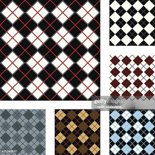 argyle-karo nahtlose, nachvollziehbare hintergründe - argyll stock-grafiken, -clipart, -cartoons und -symbole