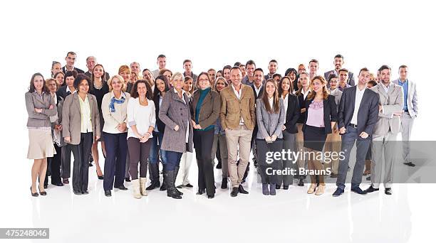 crowd of happy business people isolated on white. - stor grupp av människor bildbanksfoton och bilder
