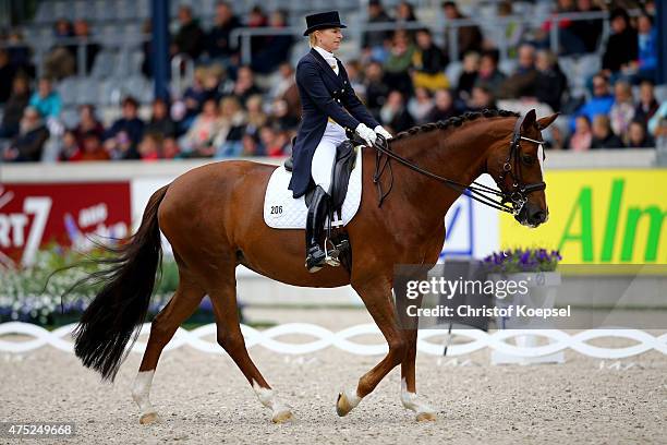 Nadine Capellmann of Germany rides on Girasol 7 of the dressage Grand-Prix CDI competition during the 2015 CHIO Aachen tournament at Aachener Soers...