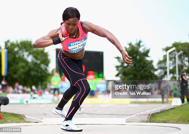 Antoinette Nana Djimou of France competes in the Women's shot put during the women's heptathlon during the Hypo meeting Gotzis 2015 at the Mosle...