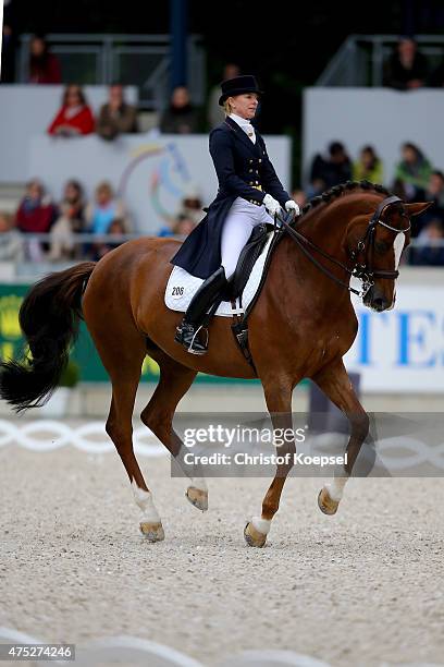 Nadine Capellmann of Germany rides on Girasol 7 of the dressage Grand-Prix CDI competition during the 2015 CHIO Aachen tournament at Aachener Soers...